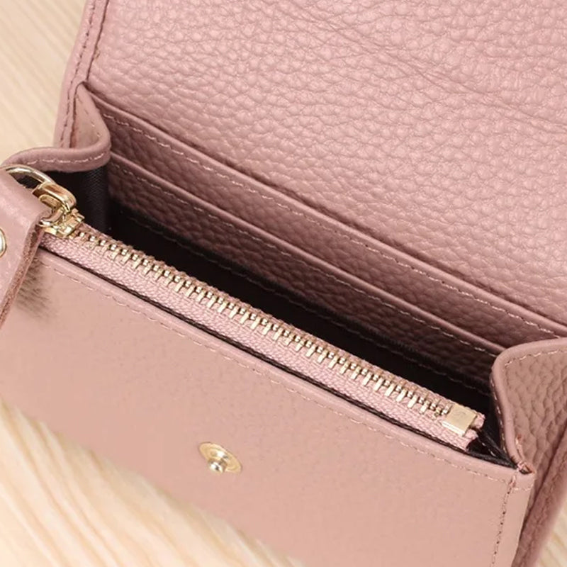 🎅Xmas Sales - 50% OFF🎄Fashion Lychee Pattern PU Leather Short Wallet with Convenient Snap Button