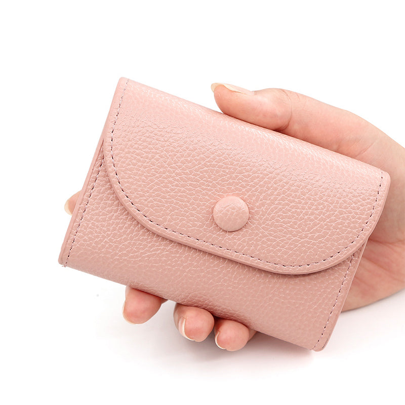 🎅Xmas Sales - 50% OFF🎄Fashion Lychee Pattern PU Leather Short Wallet with Convenient Snap Button