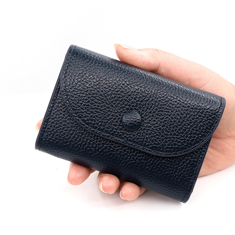 🎅Xmas Sales - 50% OFF🎄Fashion Lychee Pattern PU Leather Short Wallet with Convenient Snap Button