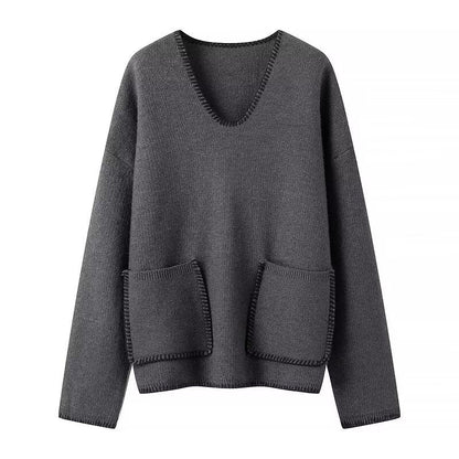 🎅Xmas Sales - 50% OFF🎄Women’s Cozy Oversized V-Neck Sweater