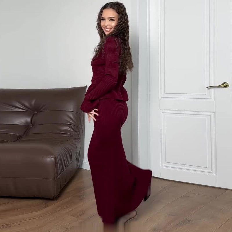 🎅Xmas Sales - 50% OFF🎄Women's Ruffle Button Top & Bodycon Maxi Skirt Set