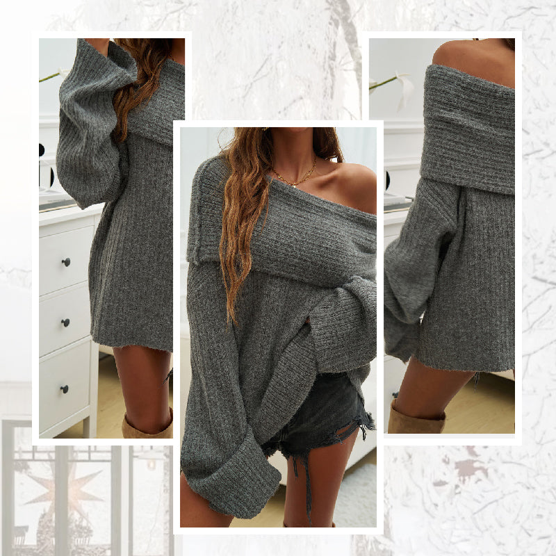 🎅Xmas Sales - 50% OFF🎄Fashion Loose Solid Color Pullover Sweater