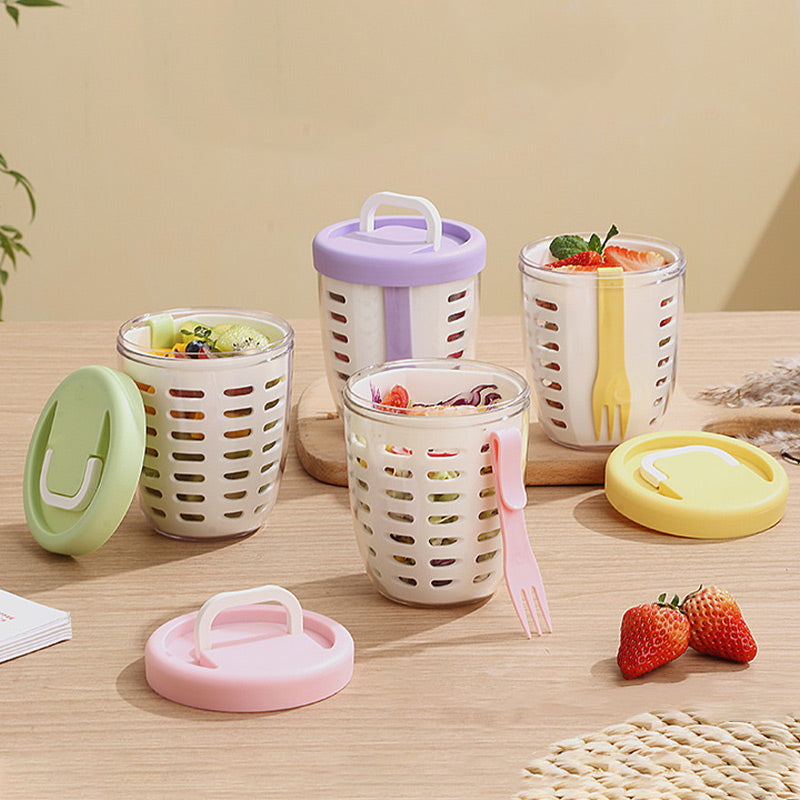 💜 LAST DAY PROMOTION - 50%OFF💜Multipurpose Portable Fruit Cup with Strainer & Fork