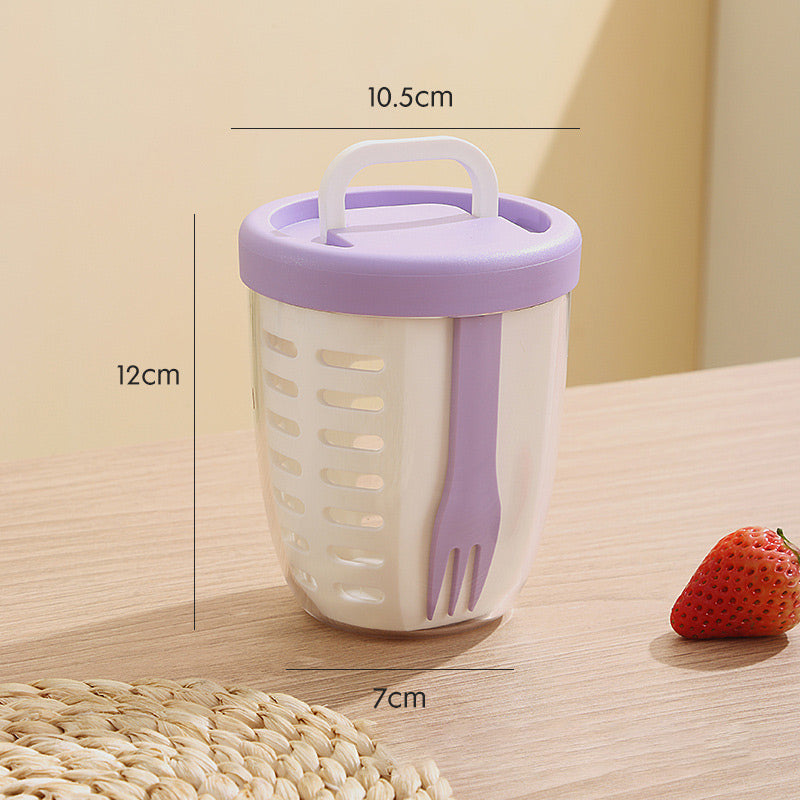 💜 LAST DAY PROMOTION - 50%OFF💜Multipurpose Portable Fruit Cup with Strainer & Fork