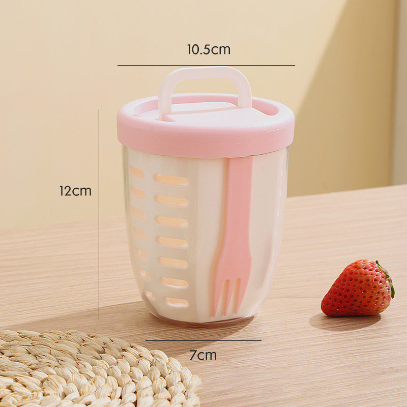 💜 LAST DAY PROMOTION - 50%OFF💜Multipurpose Portable Fruit Cup with Strainer & Fork