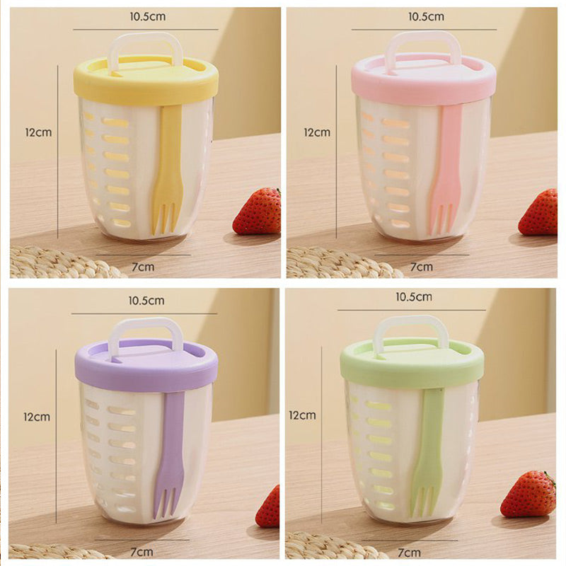 💜 LAST DAY PROMOTION - 50%OFF💜Multipurpose Portable Fruit Cup with Strainer & Fork