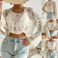 💜LAST DAY-50% OFF💜 Women's Floral Embroidered Semi-Sheer Cover Up 🌊 | Cute Long Sleeve Round Neck | Perfect for Beach Vacations & Outdoor Fun! ☀️