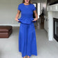 💜LAST DAY-50% OFF💜Women’s Pleated Top & Wide-Leg Pants Set