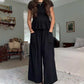 💜LAST DAY-50% OFF💜Women’s Pleated Top & Wide-Leg Pants Set