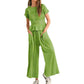 💜LAST DAY-50% OFF💜Women’s Pleated Top & Wide-Leg Pants Set