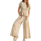 💜LAST DAY-50% OFF💜Women’s Pleated Top & Wide-Leg Pants Set
