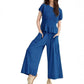 💜LAST DAY-50% OFF💜Women’s Pleated Top & Wide-Leg Pants Set