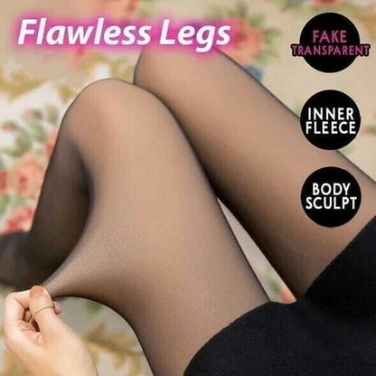 💜 LAST DAY PROMOTION - 50%OFF 💜Flawless Legs Fake Translucent Warm Plush Lined Elastic Tights