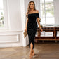 Women's Elegant Off Shoulder Maxi Ruched Dress