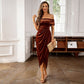 Women's Elegant Off Shoulder Maxi Ruched Dress