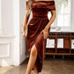 Women's Elegant Off Shoulder Maxi Ruched Dress