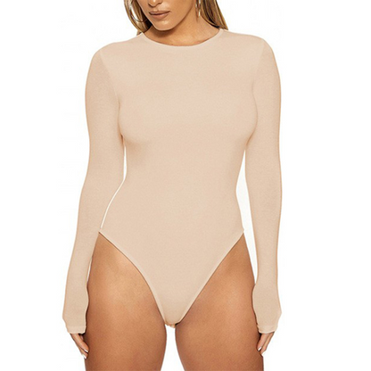 Women's Stretch Long Sleeve Crew Neck Bodysuit