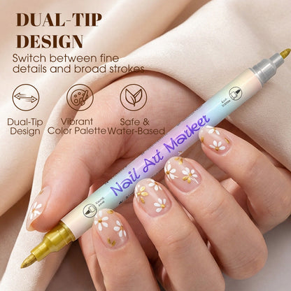 💜 LAST DAY PROMOTION - 50%OFF💜✨Dual-Tip Nail Art Marker Pen Set