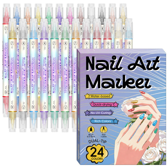 💅🖌️24‑Colors Dual‑Ended Nail Art Pens‑DIY Manicure Drawing Set