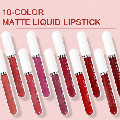 💜10 τεμάχια ματ αδιάβροχο μακράς διαρκείας lip gloss