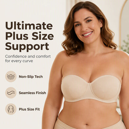 Women's Plus Size Strapless Non-Slip Bandeau Bra