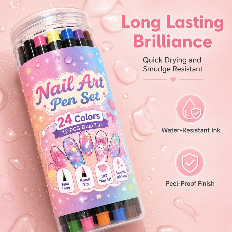 24 nail art pen colors and product dimensions