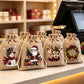 🎄50% OFF NOW! Christmas Drawstring Gift Bags – Rustic Burlap X‑mas Sack Pouches, Santa Snowman Reindeer Print, Reusable Holiday Candy Treat Bags for Gift Wrapping & Party Favors