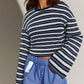 🍂LAST DAY SALE 50% OFF⚡50K+ SOLD💕Women's Casual Oversized Striped Top