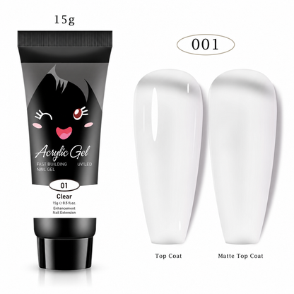 Poly Nail Extension Gel Kit with Dual Forms and Brush for Nail Art