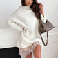 💗Women’s Semi Turtleneck Loose Sweatshirt and Sleeveless Mini Gauze Dress Set